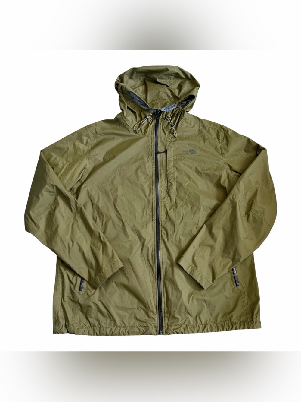 The North Face Men’s Alta Vista Hooded Rain Jacket Sz XL Olive Green Dryvent EUC